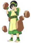  avatar:_the_last_airbender barefoot black_hair blind element_bender floating rock toph_bei_fong 