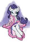  anthro anthrofied atryl bedroom_eyes blue_eyes breasts cutie_mark equine eyeshadow female friendship_is_magic hair horn horse makeup mammal my_little_pony nightgown pony pubes pubic_hair purple_hair rarity_(mlp) signature simple_background solo unicorn white_body 