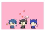  :3 ahoge animalization black_hair blue_hair chibi cu_chulainn_(fate/prototype) dog fate/prototype fate/stay_night fate/zero fate_(series) heart kusayusaai lancer lancer_(fate/zero) male_focus multiple_boys pink_background ponytail simple_background sparkle sweat 
