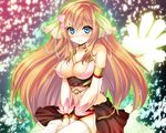  blue_eyes blush ciel_nosurge cleavage long_hair ninoko orange_hair thighhighs 