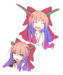  alternate_hair_color bow brown_eyes brown_hair hair_bow horns ibuki_suika ichiyan multicolored_hair touhou 