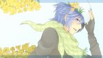  agi_(holic2007) blue_eyes blue_hair flowers hat kaito scarf vocaloid 