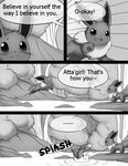 blush brother_and_sister comic dialog dialogue eevee english_text fangs female feral greyscale male monochrome nintendo pok&#233;mon pok&eacute;mon sibling siblings tderek99 text video_games 