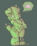  brain canine chibi cute dialogue fur green green_fur hush-a-bye mammal missing_eye monochrome pixel_art roadkill solo undead zombie 