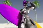 anthro anthroanim biceps big_breasts breasts cetacean female mammal marine muscles muscular_female nipples nude orca pose solo surf whale wide_hips 