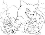  black_and_white cum gay gengar hands-free male monochrome orgasm pikachu pok&eacute;mon raichu snivy tricksta 