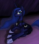  blue_hair cutie_mark equine female feral friendship_is_magic hair horn horse ldr long_hair looking_at_viewer lying mammal my_little_pony pony princess_luna_(mlp) pussy smile solo winged_unicorn wings 