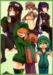 4girls :&lt; ander_(at2.) at2. blush breasts cleavage closed_eyes creeparka creeper cupa_(at2.) enderman green_hair grey_hair hair_bobbles hair_ornament harem herobrine highres long_hair medium_breasts minecraft multiple_boys multiple_girls navel open_mouth personification purple_eyes red_eyes short_hair skeleton_(minecraft) spider_(minecraft) steve? thighhighs twintails very_long_hair yaebi_(at2.) zombie_(minecraft) 