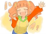  bad_id bad_pixiv_id blush closed_eyes hood hoodie idolmaster idolmaster_(classic) long_hair open_mouth orange_hair smile solo takatsuki_yayoi twintails warabeshi 