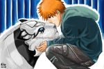  arrancar bleach eye_contact gay grimmjow grindpantera0219 ichigo_kurosaki kissing male shinigami 