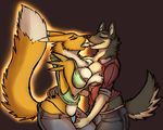  breasts canine digimon duo female fox kissing lesbian mammal ne0n-bandicoot nipple_slip nipples panties renamon tongue underwear wolf 