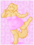  &hearts; belly big_breasts blush breasts camisole candy canine chemise chubby cleavage clothed clothing dog eating eyes_closed female happy hush-a-bye mammal nightgown on_one_leg pink pink_clothing pudgy smile solo strap_slip thick voluptuous 