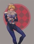  androgynous bandages blonde_hair bodysuit crossed_arms k-rei male_focus mask pink_eyes pointy_ears realistic reverse_trap scarf sheik solo the_legend_of_zelda the_legend_of_zelda:_ocarina_of_time turban 