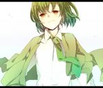  fujishiro_nageki green_hair hatoful_kareshi male_focus mugi_(twinbox) necktie orange_eyes personification school_uniform smile 