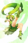  bike_shorts boots cure_march green green_eyes green_footwear green_hair green_shorts green_skirt hands highres hitoto kicking kneepits long_hair midorikawa_nao ponytail precure shorts shorts_under_skirt skirt smile_precure! solo tiara very_long_hair 