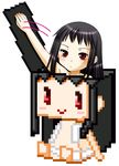  ar_tonelico ar_tonelico_ii black_hair blush graphig inumori_sayaka jakuri pixel_art red_eyes solo 