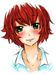  blush green_eyes katawa_shoujo looking_at_viewer red_hair short_hair smile solo tezuka_rin upper_body 