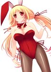  animal_ears blonde_hair bow bowtie bunny_ears bunnysuit detached_collar fishnet_pantyhose fishnets original pantyhose red_eyes solo twintails umitsubame wrist_cuffs 