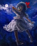  backlighting bad_id bad_pixiv_id flying hat kemushi moon moonlight night pose remilia_scarlet short_hair socks solo touhou 