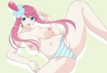  bad_id bad_pixiv_id blue_eyes breasts fuuro_(pokemon) gym_leader hair_ornament highres large_breasts long_hair navel nemitarou nipples open_mouth panties pokemon pokemon_(game) pokemon_bw red_hair solo spread_legs striped striped_panties topless underwear 