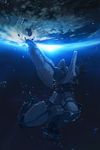 blue damaged debris earth floating highres hoshi_no_koe mecha no_humans planet revision space spoilers sun totuka 