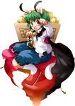  :d animal_ears antennae bad_id bad_pixiv_id bell box cape cat_ears cat_tail green_hair headband open_mouth ozaki_(ko-zaki) pants red_eyes short_hair smile solo tail touhou whiskers wriggle_nightbug 