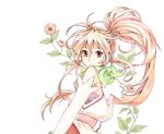  arche_klein flower gloves hayakawa_(kakapo) long_hair looking_back pink_eyes pink_hair ponytail scarf solo tales_of_(series) tales_of_phantasia white_background wide_ponytail 