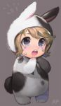  :o androgynous animal_costume blonde_hair blue_eyes bunny_costume character_request copyright_request danganronpa danganronpa_1 fujisaki_chihiro full_body male_focus open_mouth repi simple_background solo tears 