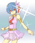  armband ayanami_rei blue_hair bracelet company_connection cosplay dress gainax jewelry lens_flare neon_genesis_evangelion nia_teppelin nia_teppelin_(cosplay) red_eyes short_hair sleeveless sleeveless_dress solo taraku tengen_toppa_gurren_lagann 