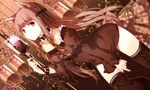  animal_ears boots brown brown_dress brown_eyes chocolate collarbone cross-laced_clothes cross-laced_footwear dress dutch_angle hair_ribbon heart holding intravenous_drip leaning_forward long_hair looking_at_viewer open_mouth original ribbon short_dress solo thigh_boots thighhighs valentine wristband yuuki_kira 