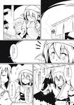  1girl absurdres ahoge closed_eyes comic food_stand futa_(nabezoko) glasses greyscale highres monochrome morichika_rinnosuke mystia_lorelei okamisty touhou translated wings yatai 