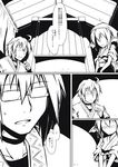  1girl absurdres ahoge comic food_stand futa_(nabezoko) glasses greyscale highres monochrome morichika_rinnosuke mystia_lorelei no_eyes okamisty touhou translated yatai 