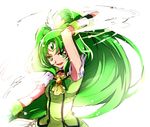  arm_up armpits big_hair black_choker bow bowtie brooch chiyo_(rotsurechiriha) choker cure_march green green_eyes green_hair hair_ornament head_wings jewelry long_hair looking_at_viewer magical_girl midorikawa_nao open_mouth ponytail precure simple_background sketch smile smile_precure! solo tiara white_background 