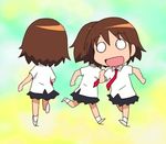  animated animated_gif brown_hair chibi clone hypnotic kill_me_baby looping_animation multiple_girls necktie o_o oribe_yasuna red_neckwear running school_uniform screencap short_hair skirt 