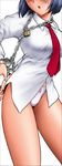  arms_behind_back bdsm blue_hair blush bondage bound bound_wrists breasts chain cuffs handcuffs head_out_of_frame large_breasts legs lock necktie no_pants original padlock panties shingyouji_tatsuya short_hair solo thighs underwear 