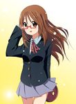  bad_id bad_pixiv_id brown_eyes brown_hair glasses k-on! kurou_(quadruple_zero) long_hair mask school_uniform solo teenage yamanaka_sawako younger 