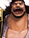  bandana black_hair chest_hair commentary_request darkness facial_hair highres laughing male_focus marshall_d_teach missing_teeth one_piece open_mouth pirate purple_eyes smile solo yoshida_takanori 