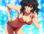  amagami bikini blue_ties day_dream hand_on_hip mizugi screen_capture smile tanamachi_kaoru wink 