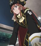  blue_eyes determined in_command katou_marika looking_off_camera monmouth_cap mouretsu_pirates pirate_outfit screen_capture slop_(pirate_clothing) tassels viewer_looking_up waistcoat 