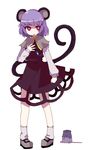  animal_ears arm_up bad_id bad_pixiv_id clenched_hand crystal dress jewelry looking_up mouse mouse_ears mouse_tail nazrin necklace ngayope no_nose open_mouth pendant pigeon-toed purple_hair red_eyes shawl shoes sitting socks solo tail touhou white_legwear 