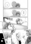  1girl comic dress fate/zero fate_(series) greyscale hug kayneth_el-melloi_archibald kiss monochrome moratorian short_hair sola-ui_nuada-re_sophia-ri translated 