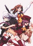  absurdres arcueid_brunestud blonde_hair braid brown_hair grey_eyes grey_hair hat highres melty_blood multiple_girls nekoarc non-web_source pleated_skirt ponytail purple_eyes purple_hair red_eyes riesbyfe_stridberg scan school_uniform short_twintails silver_hair sion_eltnam_atlasia skirt takeuchi_takashi tsukihime twintails two_side_up yumizuka_satsuki 