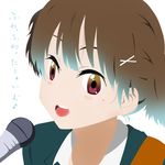  bad_id bad_pixiv_id brown_hair close-up k-on! machahiro_(shiitake) microphone open_mouth school_uniform short_hair short_twintails suzuki_jun twintails white_background 