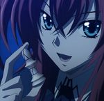  absurdus between_fingers bishop_chess_piece blue_eyes cg highschool_dxd looking_at_viewer red_hair rias_gremory screen_capture smile 