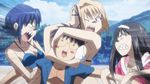  animated_gif arcueid_brunestud beach bikini black_hair blonde blue_hair carnival_phantasm ciel fighting hairband harem long_hair megane mizugi oppai red_eyes screen_capture sharp_teeth short_hair tohno_akiha tohno_shiki tsukihime type-moon 