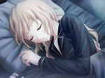  bed blondie_hair curled_hand eyes_closed satou_lilly screen_capture silk_dress sleeping 