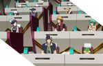  amata_sora andy_w_hall aquarion_evol lecture_class mikono_suzushiro screen_capture seated sousei_no_aquarion stadium_seats stuffed_doll zessica_wong 