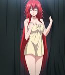 ahoge black_curtain cleavage eyes_closed highschool_dxd long_red_hair open_mouth rias_gremory screen_capture shower towel 