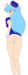  aqua_hair high_res legs long_hair looking_back miniskirt nopan oshiri photoshop purple_eyes solo stewardess tenjouin_katsura thighs vector_trace 