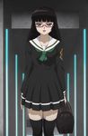  brown_eyes illuminated kurihara_chiaki megane mouretsu_pirates raven_black_hair satchel screen_capture standing_in_doorway walls zettai_ryouiki 